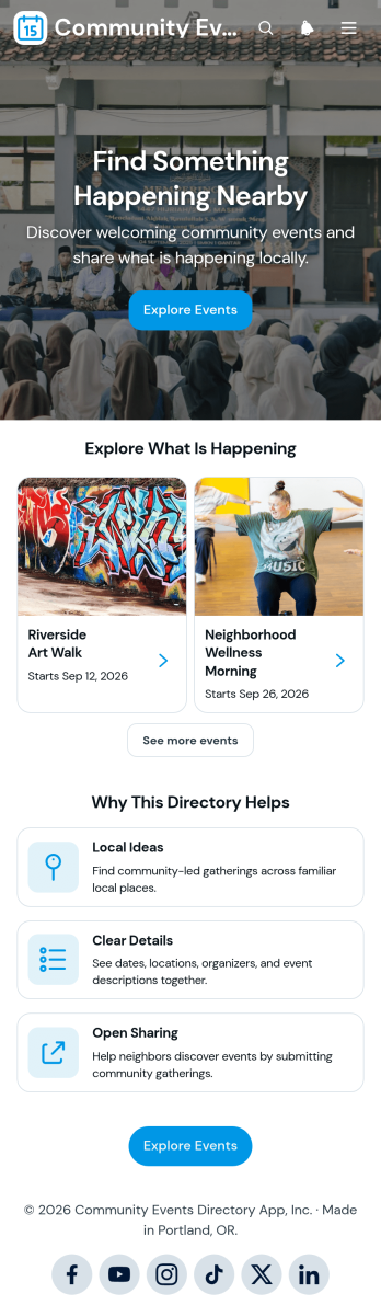 Community Events Directory App Template