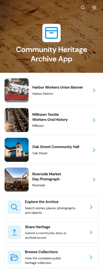 Community Heritage Archive App Template