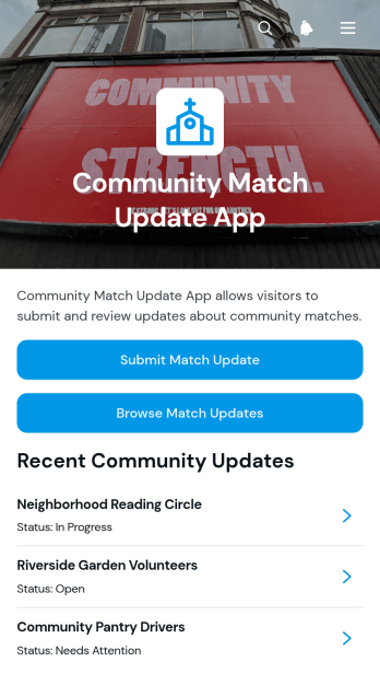 Community Match Update App Template