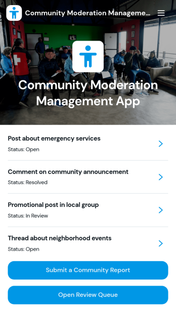 Community Moderation Management App Template
