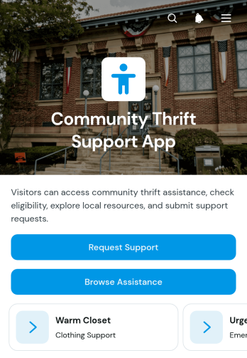 Community Thrift Support App Template