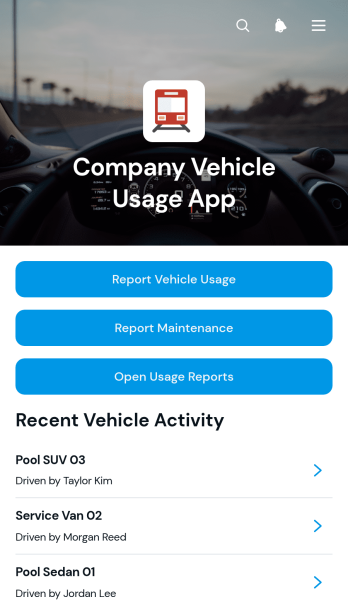 Company Vehicle Usage App Template