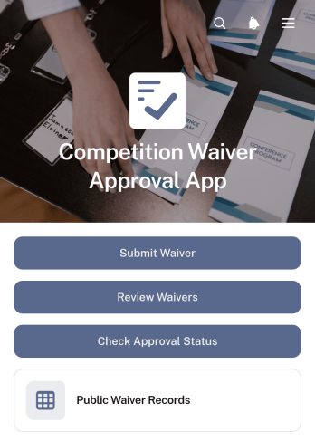 Competition Waiver Approval App Template