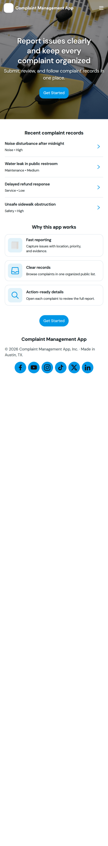 Complaint Management App Template