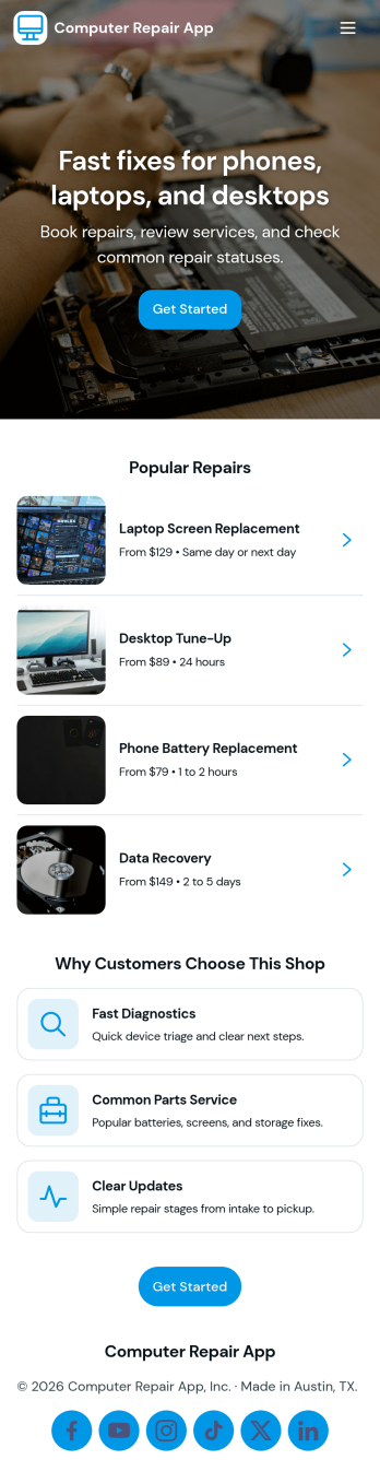 Computer Repair App Template