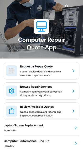 Computer Repair Quote App Template