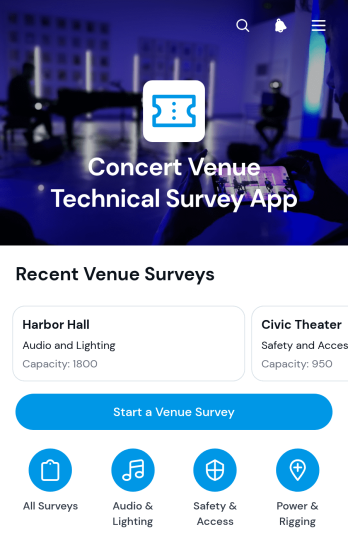 Concert Venue Technical Survey App Template