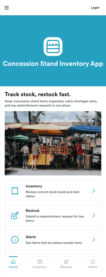 Concession Stand Inventory App Template