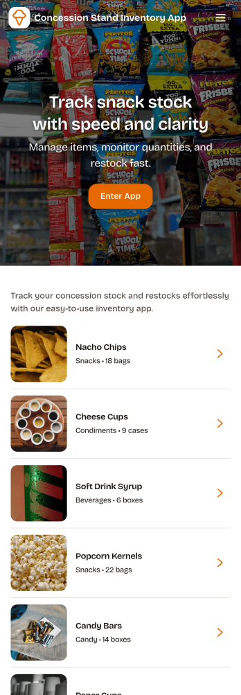 Concession Stand Inventory App Template