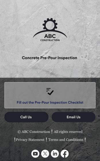 Concrete Pre-Pour Inspection App Template