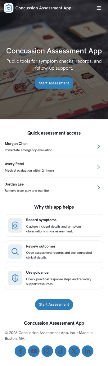 Concussion Assessment App Template
