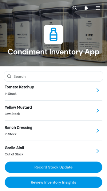 Condiment Inventory App Template