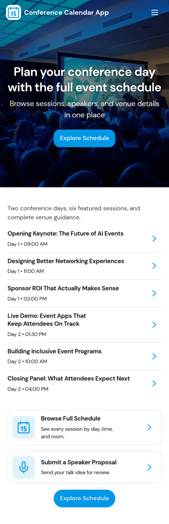 Conference Calendar App Template