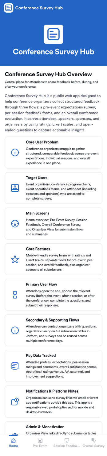 Conference Survey Hub App Template