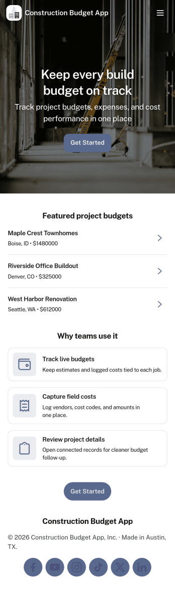 Construction Budget App Template