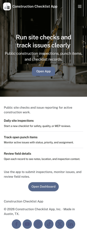 Construction Checklist App Template