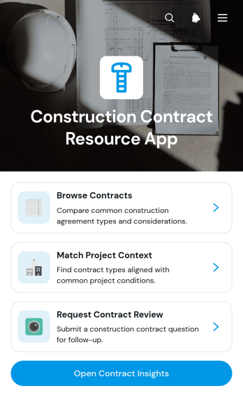 Construction Contract Resource App Template