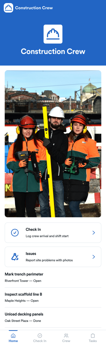 Construction Crew App Template