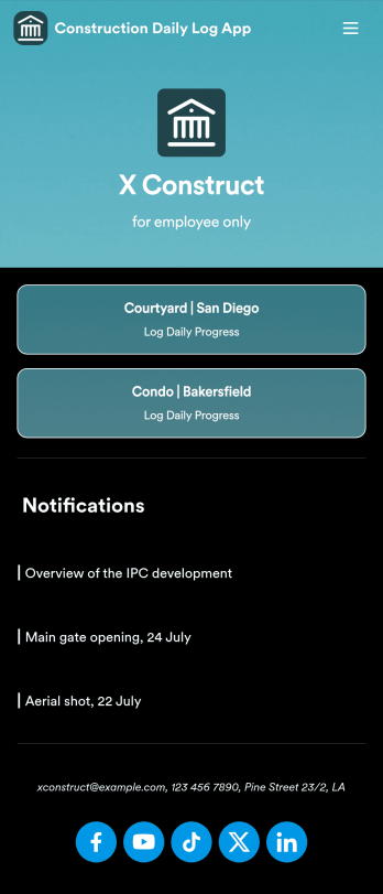 Custom Construction Daily Log App