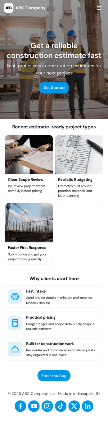 Construction Estimate App Template