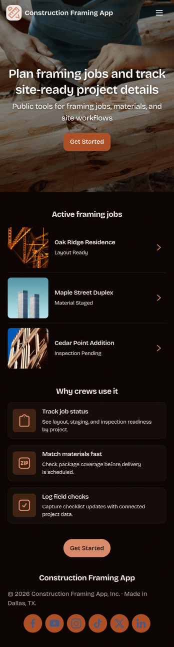 Construction Framing App Template