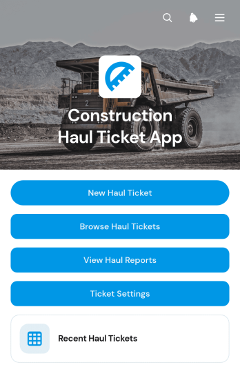 Construction Haul Ticket App Template