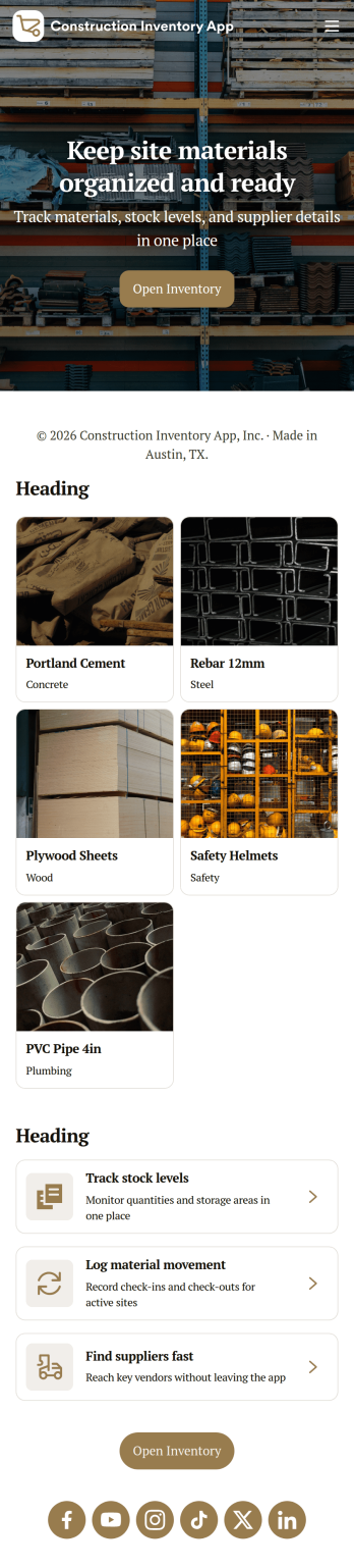 Construction Inventory App Template