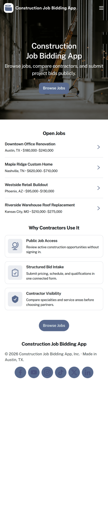 Construction Job Bidding App Template