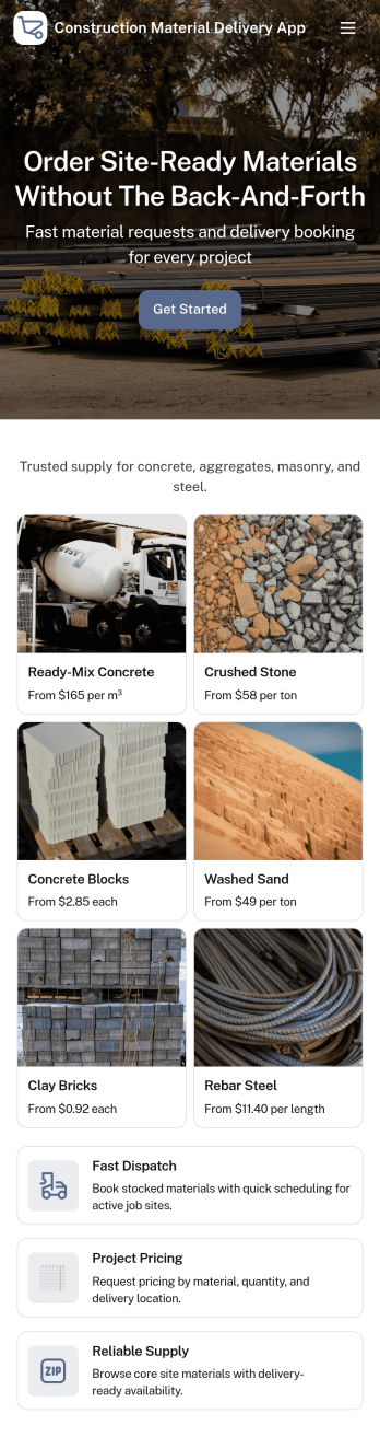 Construction Material Delivery App Template
