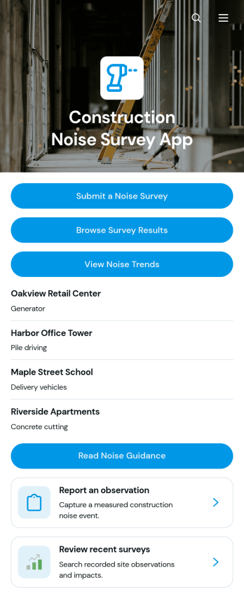 Construction Noise Survey App Template