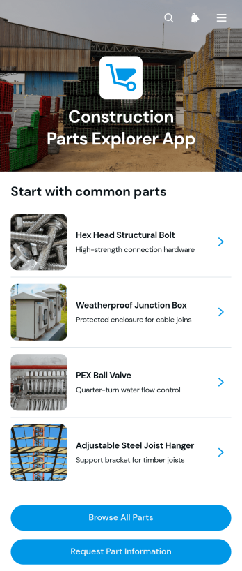 Construction Parts Explorer App Template