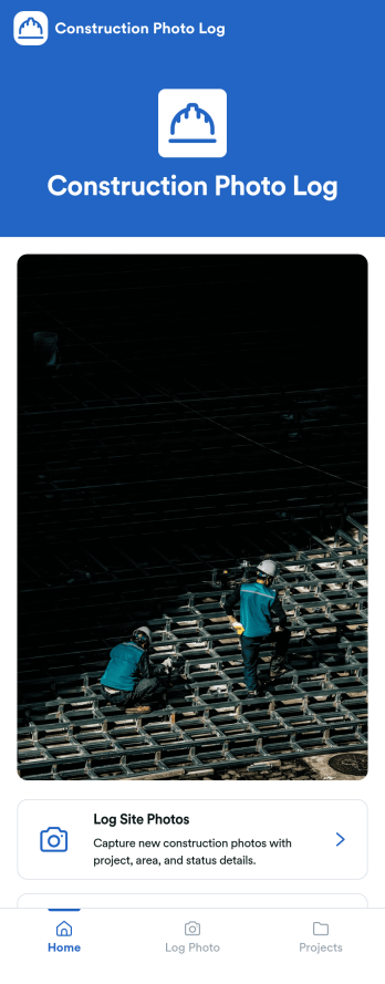 Construction Photo Log App Template