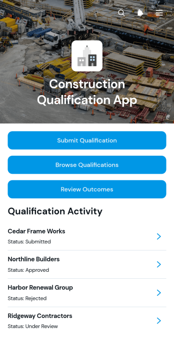 Construction Qualification App Template