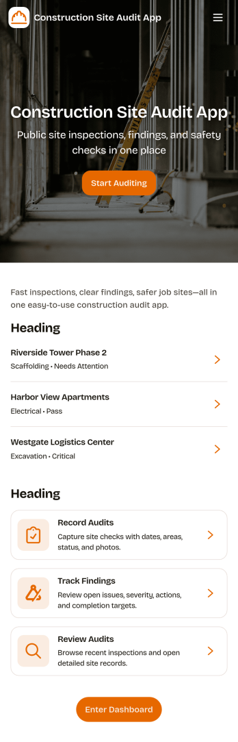 Construction Site Audit App Template