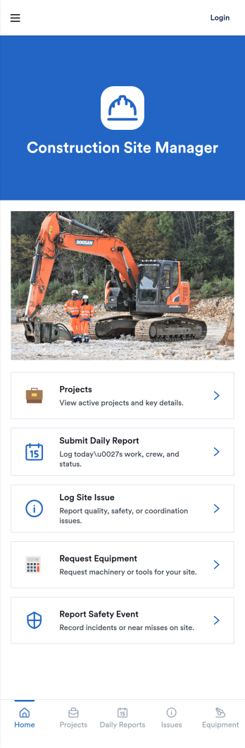 Construction Site Manager App Template