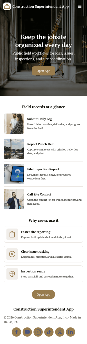 Construction Superintendent App Template