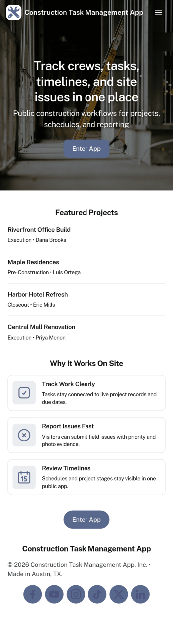 Construction Task Management App Template
