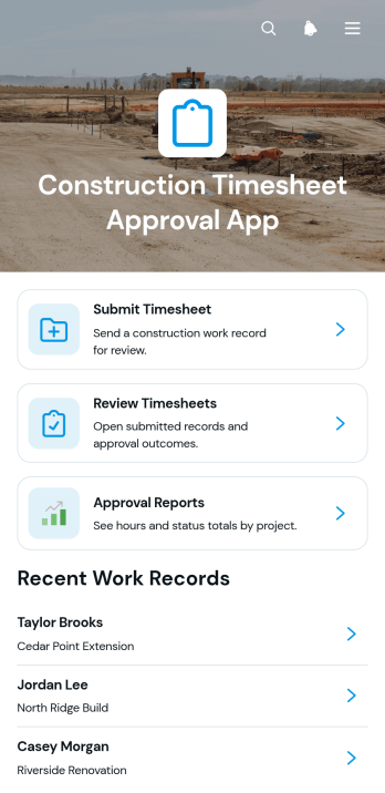 Construction Timesheet Approval App Template