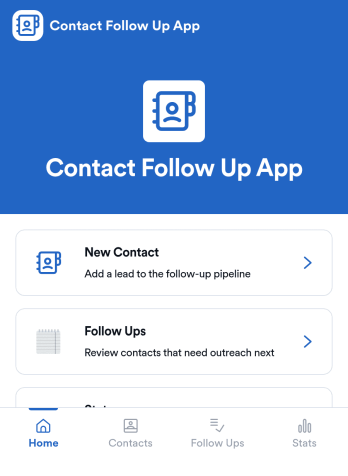 Contact Follow Up App Template