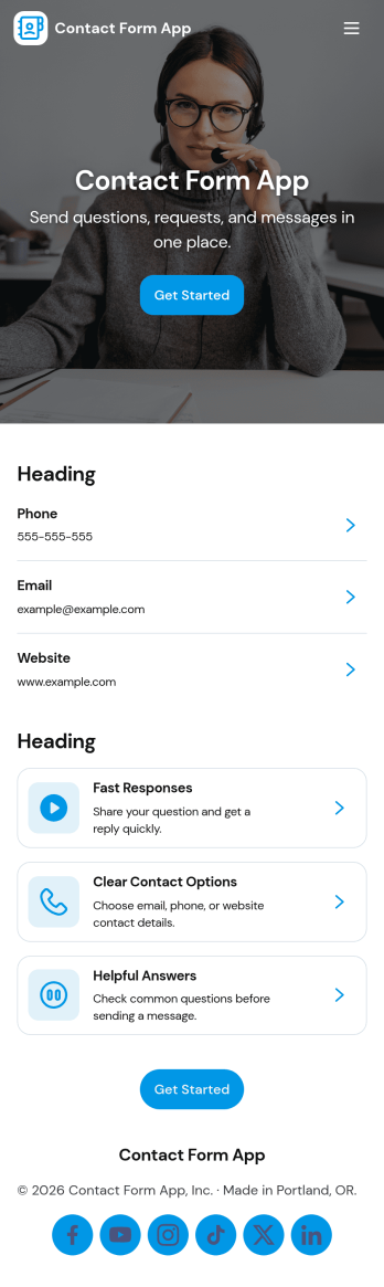 Contact Form App Template