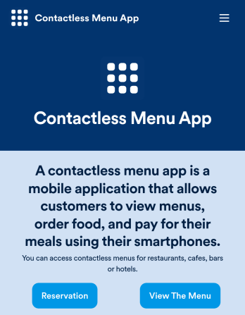 Contactless Menu App Template