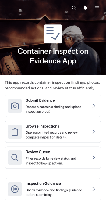 Container Inspection Evidence App Template