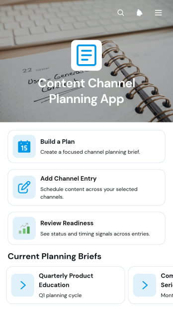 Content Channel Planning App Template