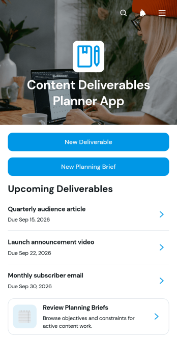 Content Deliverables Planner App Template