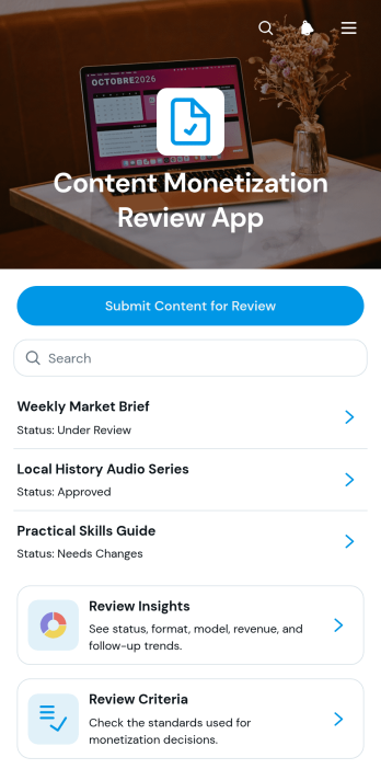 Content Monetization Review App Template