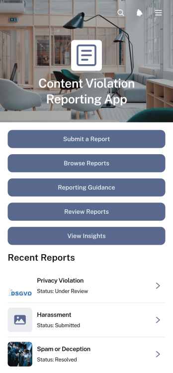 Content Violation Reporting App Template