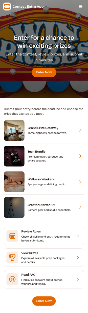 Contest Entry App Template