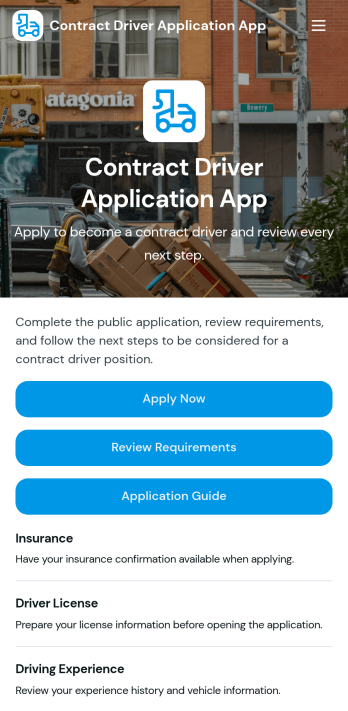 Contract Driver Application App Template