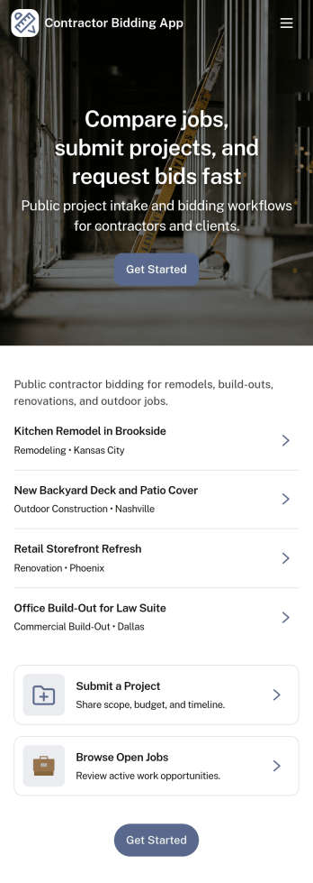 Contractor Bidding App Template