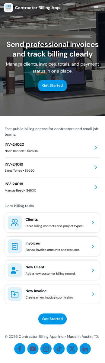Contractor Billing App Template